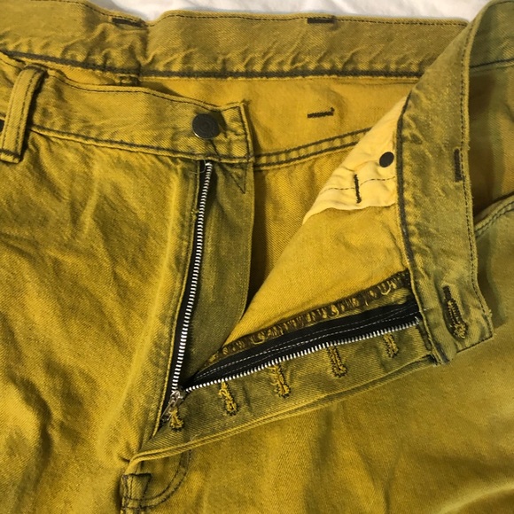 Levi’s Retro Color Washed 501 CT (Customized Tapered) Yellow Jeans Mens 40x24 - Picture 4 of 13
